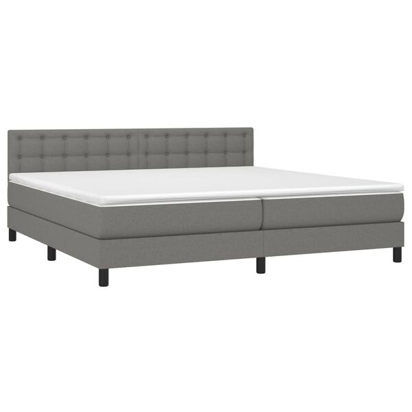 vidaXL Sommier &agrave; lattes de lit et matelas et LED Gris fonc&eacute; 200x200 cm