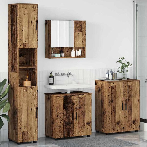vidaXL Ensemble de mobilier de salle de bain 4 pcs Bois Ancien