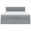 vidaXL Lit ottoman avec matelas et LED gris clair 140x190 cm tissu