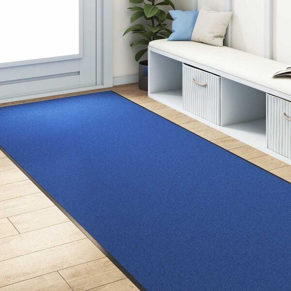 vidaXL Tapis d'entr&eacute;e Autre Bleu et Noir 120 x 350 cm Polyamide et PVC