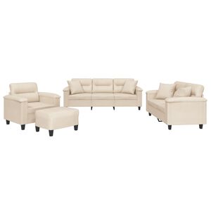 vidaXL Ensemble de canap&eacute;s 4 pcs avec coussins Beige Tissu microfibre