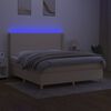 vidaXL Sommier &agrave; lattes de lit matelas et LED Cr&egrave;me 180x200 cm Tissu