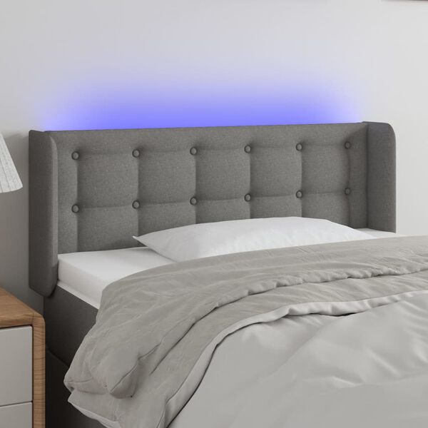 vidaXL T&ecirc;te de lit &agrave; LED Gris fonc&eacute; 83x16x78/88 cm Tissu
