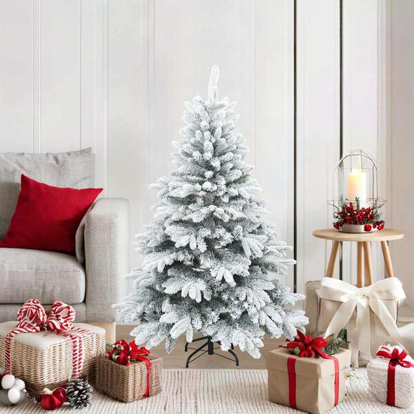 vidaXL Sapin de Noël artificiel à branches pliantes, duveteux de neige