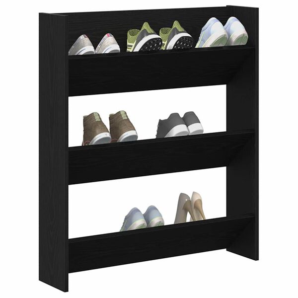 vidaXL Cabinet &agrave; chaussures avec &eacute;tag&egrave;re Ch&ecirc;ne noir 80 x 18 x 90 cm