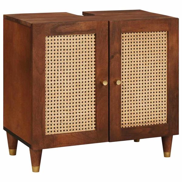 vidaXL Cabinet de salle de bain avec tiroir 5 pcs Marron et Noir