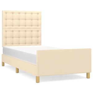 vidaXL Cadre de lit sans matelas avec t&ecirc;te de lit cr&egrave;me 90x190cm tissu