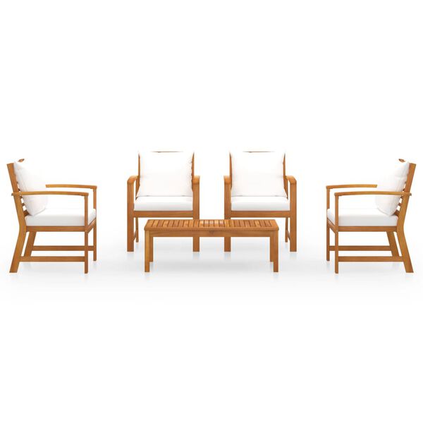 vidaXL Salon de jardin 5 pcs avec coussin Bois d'acacia solide