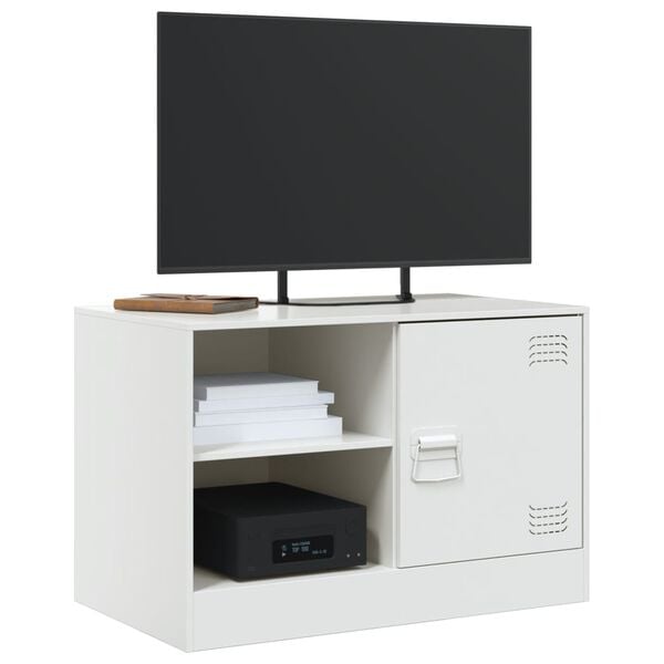 vidaXL Meuble TV blanc 67x39x44 cm acier