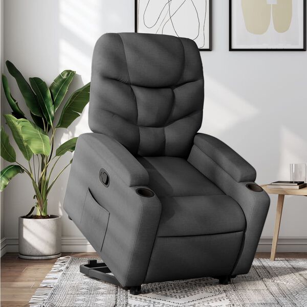 vidaXL Fauteuil inclinable Gris fonc&eacute; Tissu