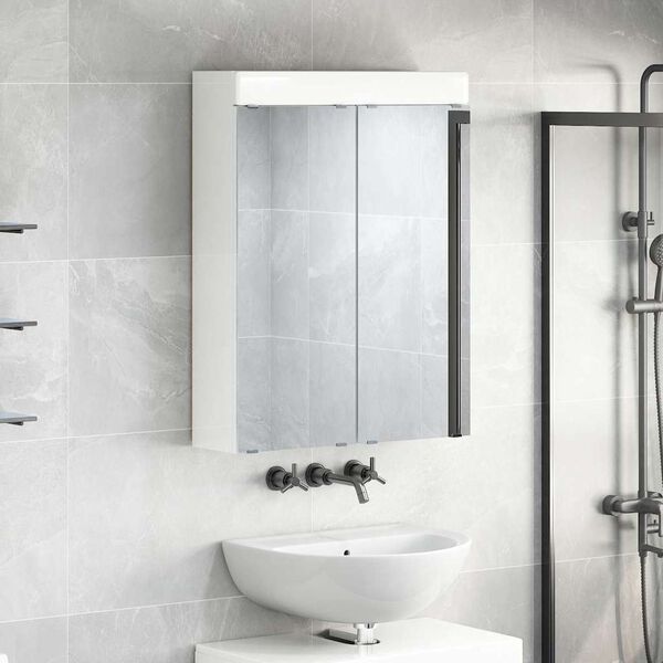 vidaXL Amoire de salle de bain avec miroir TULUM Blanc brillant
