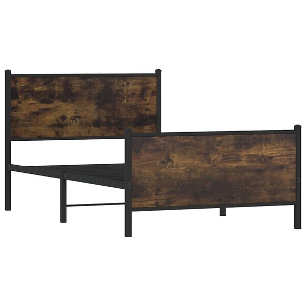vidaXL Cadre de lit en m&eacute;tal sans matelas ch&ecirc;ne fum&eacute; 100x190 cm