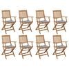 vidaXL Chaises pliables d'ext&eacute;rieur et coussins lot de 8 Bois d'acacia