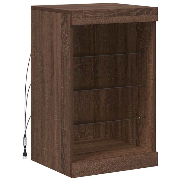 vidaXL Buffet avec lumi&egrave;res LED ch&ecirc;ne marron 41x37x67 cm