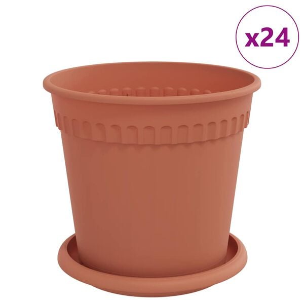 vidaXL Pots de plantes 24 pcs Rouge brique &Oslash; 17 x 14 cm Plastique