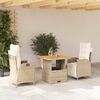 vidaXL Ensemble &agrave; manger de jardin et coussins 3 pcs Beige poly rotin