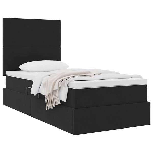 vidaXL Lit avec rangement et matelas Noir 90 x 200 cm Velours