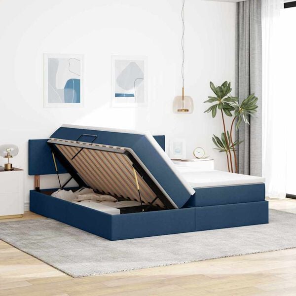 vidaXL Lit de Rangement Bleu 100 x 200 cm Cuir synth&eacute;tique