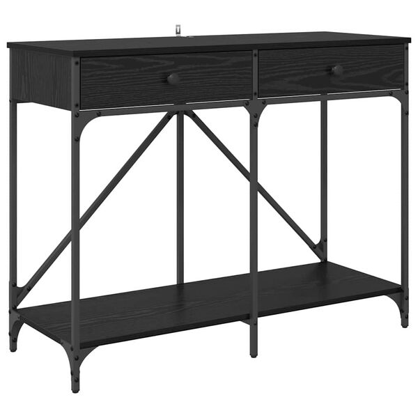 vidaXL Table console Ch&ecirc;ne noir 100 x 39 x 78,5 cm Bois d'ing&eacute;nierie