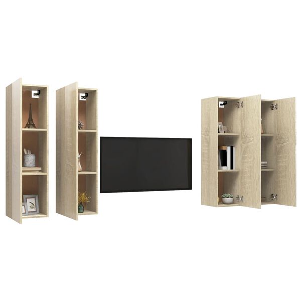 vidaXL Meubles TV 4 pcs Chêne sonoma 30,5x30x110 cm Bois d'ingénierie