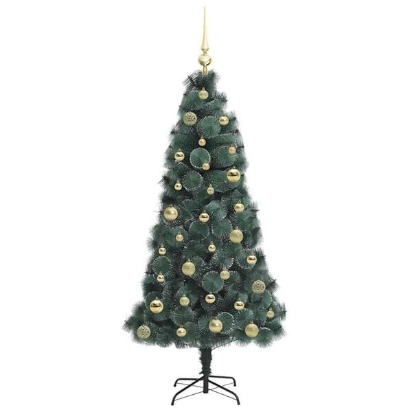 vidaXL Arbre de No&euml;l artificiel pr&eacute;-&eacute;clair&eacute; avec jeu de boules 150 cm