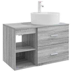 vidaXL Ensemble de mobilier de salle de bain 2 pcs Sonoma gris