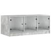 vidaXL Table basse avec portes en verre gris b&eacute;ton 102x50x42 cm