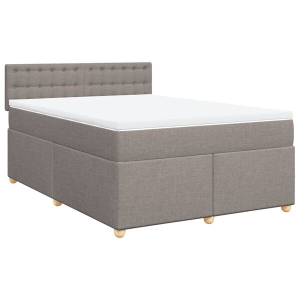 vidaXL Sommier &agrave; lattes de lit avec matelas Taupe 140x200 cm Tissu