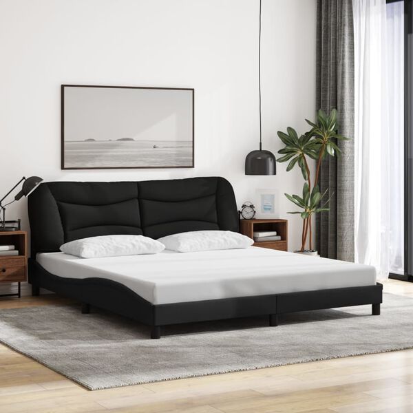 vidaXL Cadre de lit avec LED sans matelas Hvar noir 180x200 cm tissu