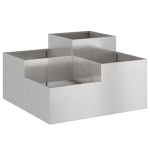 vidaXL Cache-pot de jardin Argent 100 x 100 x 48 cm Acier inoxydable