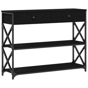 vidaXL Table Console avec tiroir Ch&ecirc;ne noir 100 x 28 x 75 cm