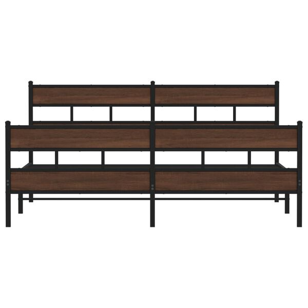 vidaXL Cadre de lit en m&eacute;tal sans matelas ch&ecirc;ne marron 180x200 cm