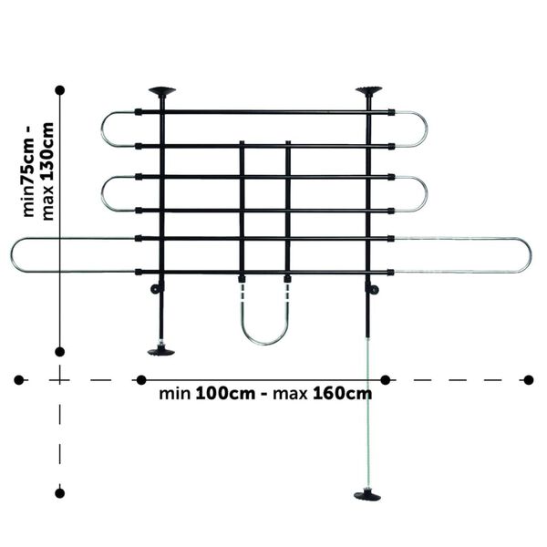 FLAMINGO Protection de voiture pour chiens 3 barres Tara Noir