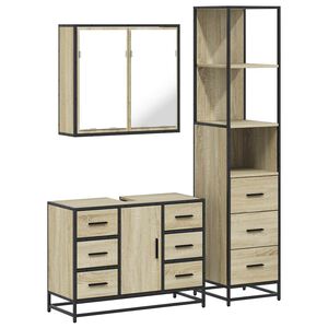 vidaXL Ensemble de meubles de salle de bain 3 pcs ch&ecirc;ne sonoma