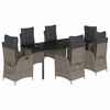 vidaXL Ensemble &agrave; manger de jardin et coussins 7 pcs gris rotin