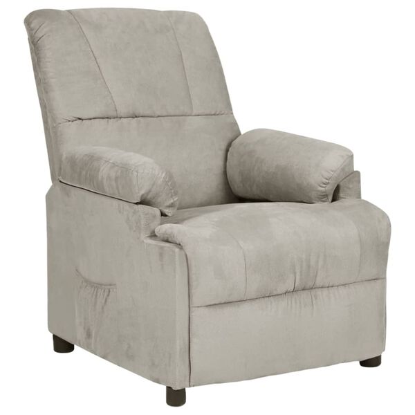 vidaXL Fauteuil inclinable &eacute;lectrique Gris clair Similicuir daim