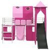 vidaXL Lit mezzanine pour enfants Blanc et rose 74,5 x 190 cm M&eacute;tал