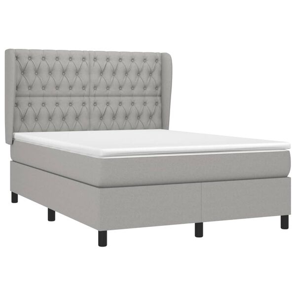 vidaXL Sommier &agrave; lattes de lit avec matelas Gris clair 140x190cm Tissu