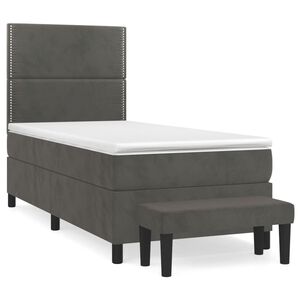 vidaXL Sommier &agrave; lattes de lit et matelas Gris fonc&eacute; 80x200 cm Velours