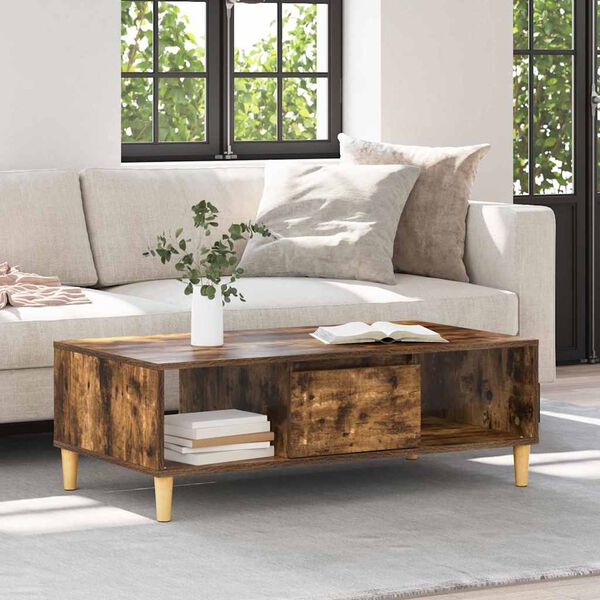 vidaXL Table basse Ch&ecirc;ne fum&eacute; 102 x 55 x 35 cm Bois d'ing&eacute;nierie