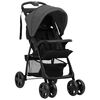 vidaXL Poussette pour b&eacute;b&eacute; 2-en-1 Gris fonc&eacute; et noir Acier