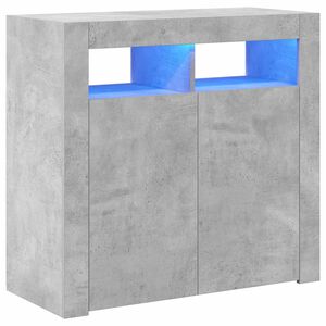 vidaXL Buffet avec lumi&egrave;res LED gris b&eacute;ton 80x35x75 cm