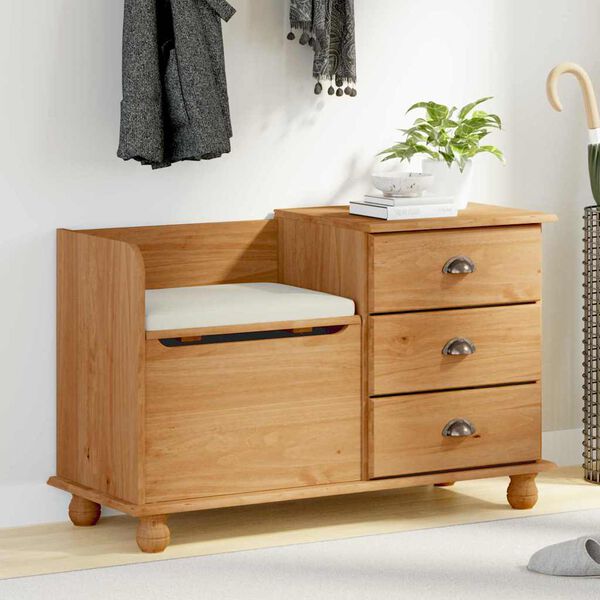 vidaXL Banc de rangement avec tiroir ASKIM Marron 100 x 39 x 62 cm