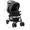 vidaXL Poussette pour b&eacute;b&eacute; 2-en-1 Gris fonc&eacute; et noir Acier
