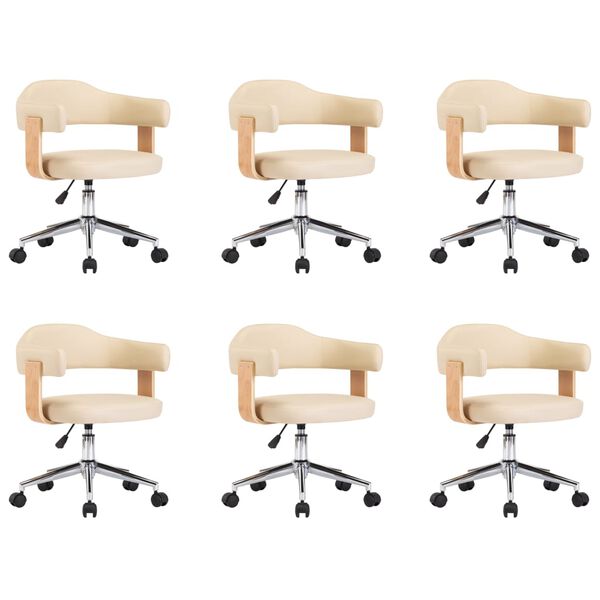 vidaXL Chaises pivotantes &agrave; manger lot de 6 cr&egrave;me similicuir