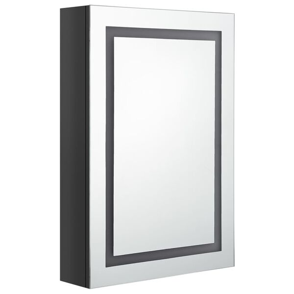 vidaXL Armoire de salle de bain à miroir LED noir brillant 50x13x70 cm