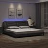 vidaXL Cadre de lit avec LED sans matelas Hvar gris 200x200 cm