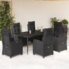 vidaXL Ensemble &agrave; manger de jardin coussins 7pcs Noir R&eacute;sine tress&eacute;e