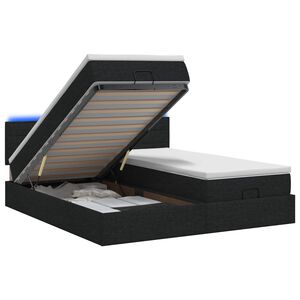 vidaXL Lit coffre avec matelas et LED Noir 180 x 200 cm Tissu