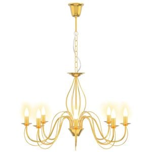 vidaXL Lustre r&eacute;glable E14 m&eacute;tal Dor&eacute; &Oslash; 78 x 101 cm